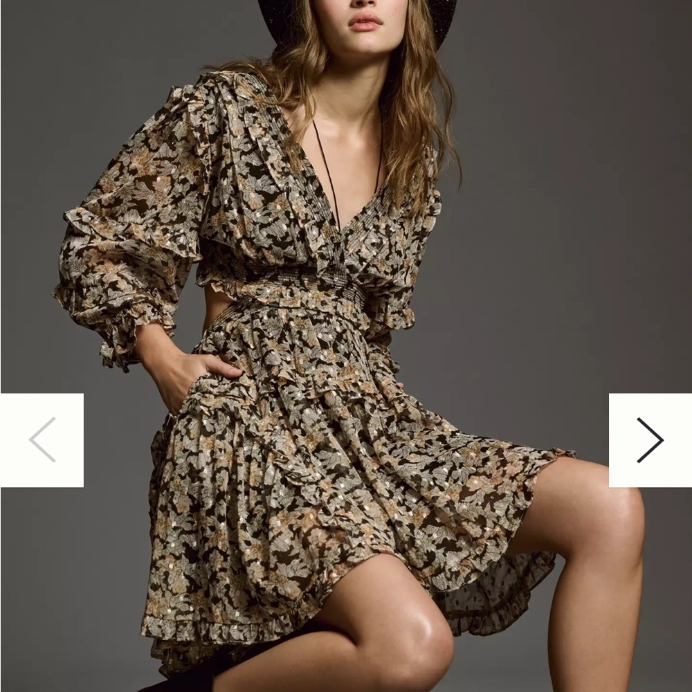 NWT By Anthropologie V-Neck Ruffle Cutout Dress size small